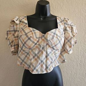 Milk & Honey Ruched Milkmaid Padded Crop Top